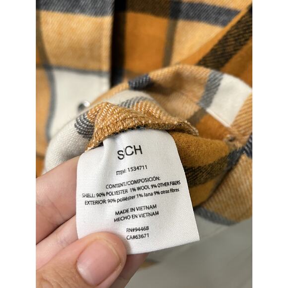 HFX Flannel Shirt Womens SMALL Long Sleeves Heavyweight Snaps orange white EUC - Picture 3 of 6